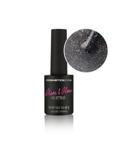 Cosmetics Zone Glam & Glow Hybride Topcoat No Wipe Glitter Silver 15ml.