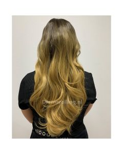 Dermarolling Clip In Half Wig Hairextensions 61cm. (24inch) - Donker Blond Ombre #MIX