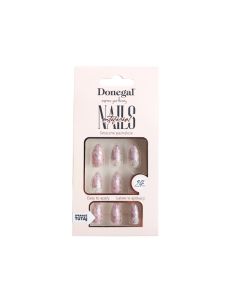 Donegal Decorated Artificial Nails Nepnagels Zilver/Roze 24st. - 3107