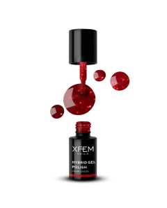 XFEM Rood Glitter UV/LED Hybrid Gellak 6ml. #045