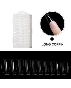 Dermarolling Nageltips Long Coffin 10 maten - 240 stuks