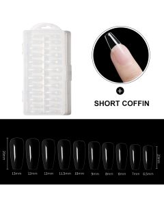 Dermarolling Nageltips Short Coffin 10 maten - 240 stuks
