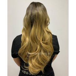 Dermarolling Clip In Half Wig Hairextensions 61cm. (24inch) - Donker Blond Ombre #MIX