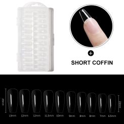 Dermarolling Nageltips Short Coffin 10 maten - 240 stuks