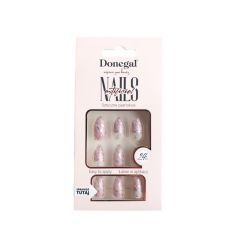 Donegal Decorated Artificial Nails Nepnagels Zilver/Roze 24st. - 3107