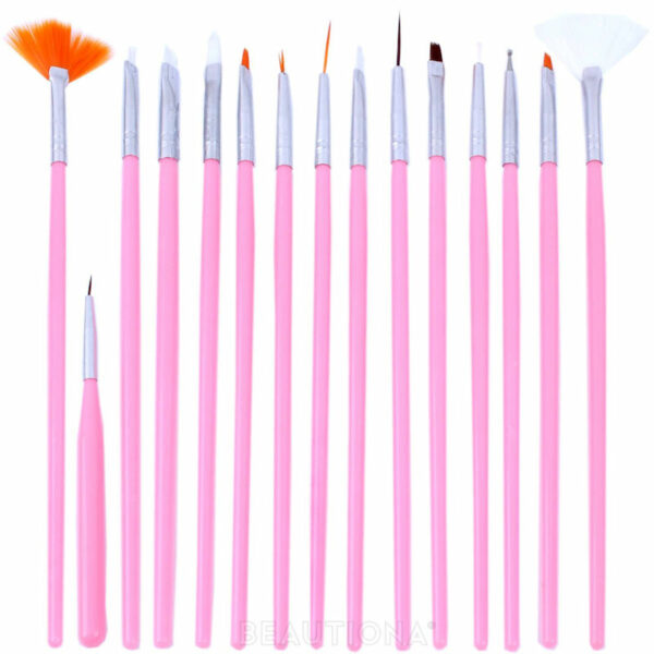 Isabelle Nails Penselen Set Roze 15 Stuks