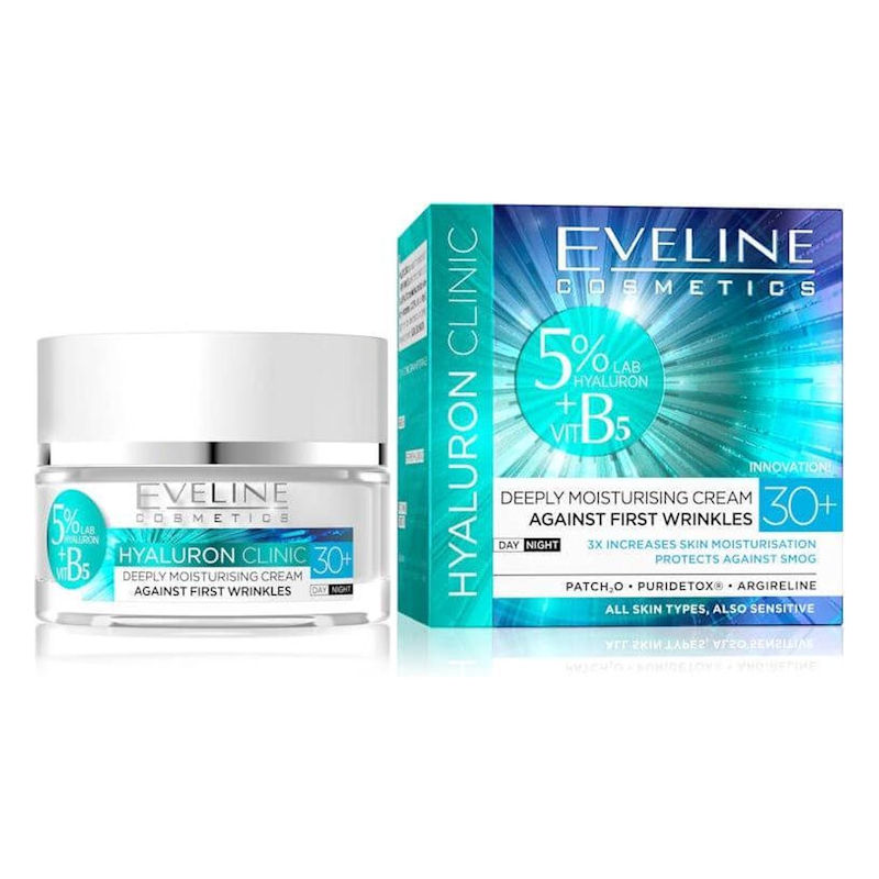 Eveline Cosmetics Hyaluron Clinic Deeply Moisturizing Cream Day & Night 30+ 50ml.
